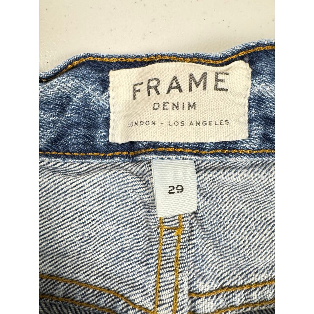 FRAME Denim Mini Skirt Womens Size 29 Blue Cotton Raw Hem A-Line Ansdale Casual - Picture 4 of 10
